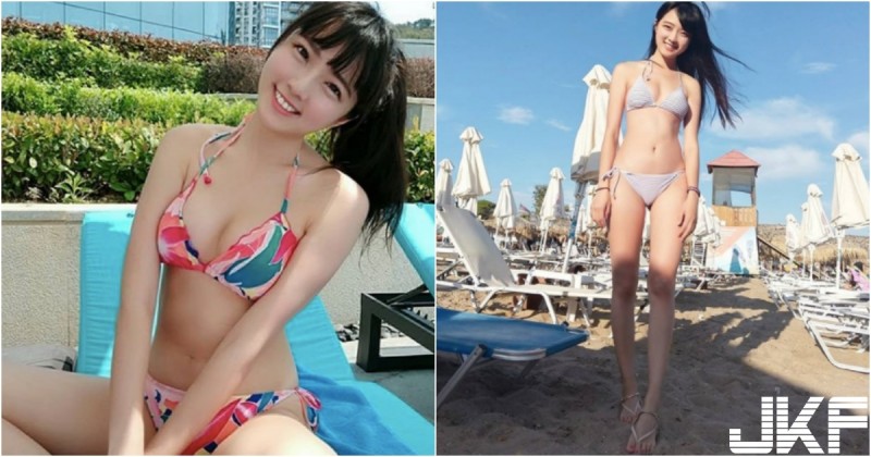 超可愛！「長腿空姐」比基尼出遊大秀好身材！「白乳美腿」好想跟她一起飛啊！